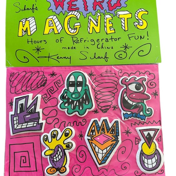 "Kenny Scharf Weird Magnets", 1990's, 6-Pack, Scharf Shack, Original Sealed Pack - Picture 1 of 5